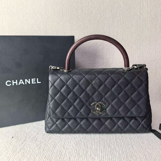 Preloved Chanel Coco Handle Black Top Handle Bag