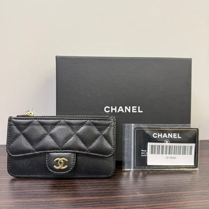 Chanel Caviar Leather Card Case Series 31 Black Wallet
