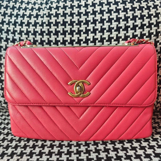 Preloved Chanel Trendy CC Pink Quilted Shoulder Bag
