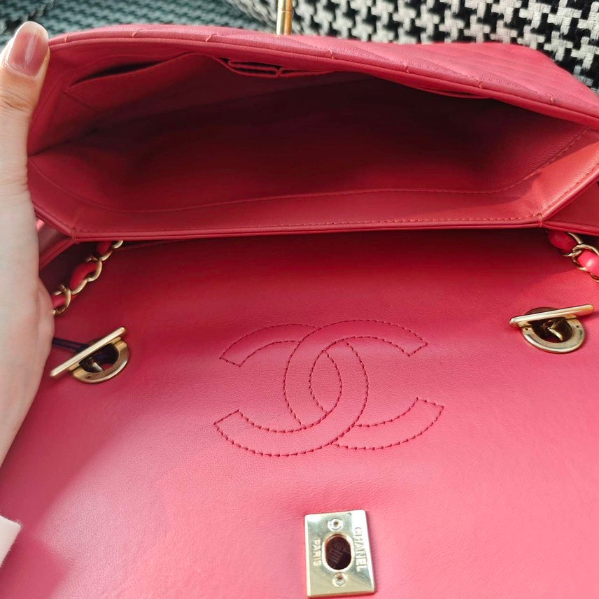 Preloved Chanel Trendy CC Pink Quilted Shoulder Bag