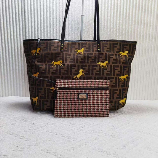 Preloved Fendi FF Horse Pattern Brown Canvas Tote Bag 12454980