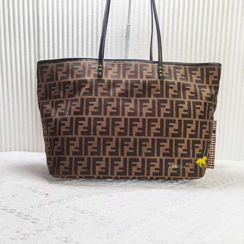 Preloved Fendi FF Horse Pattern Brown Canvas Tote Bag 12454980