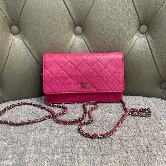 Preloved Chanel WOC Wallet on Chain Pink Shoulder Bag