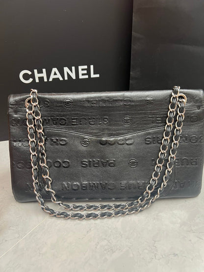 Chanel Black 31 Rue Cambon Embossed Shoulder Bag