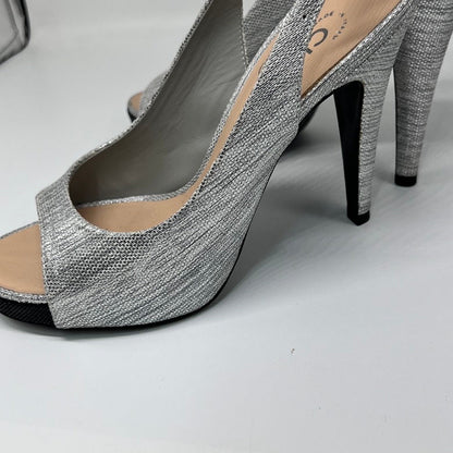 Preloved Chanel Slingback Silver High Heel Pumps Size 38