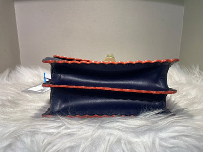 Pre-loved FENDI Kan I Navy Leather Shoulder Bag