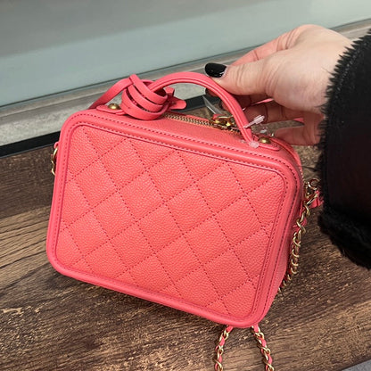 Preloved Chanel Pink Leather Chain Shoulder Bag