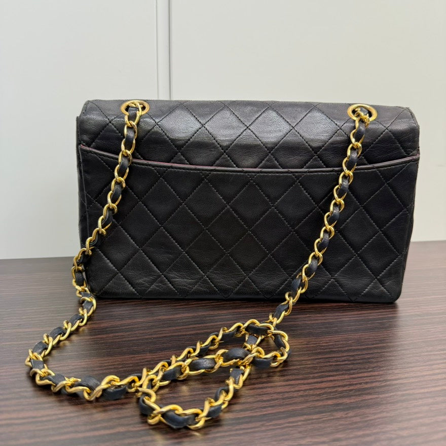 Vintage Chanel Lambskin Single Flap Bag NG13948 Black Shoulder Bag