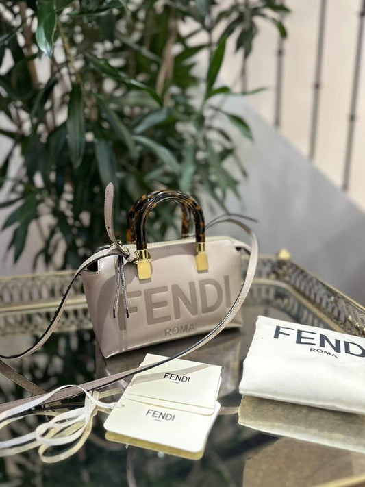 Preloved Fendi By The Way Mini Beige Leather Top Handle Bag