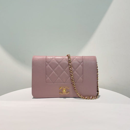 Preloved Chanel WOC Bag Pink Leather Crossbody