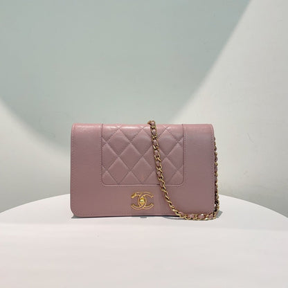 Preloved Chanel WOC Bag Pink Leather Crossbody