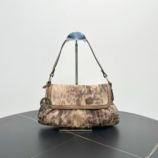 Preloved Fendi Leopard Print Shoulder Bag Beige