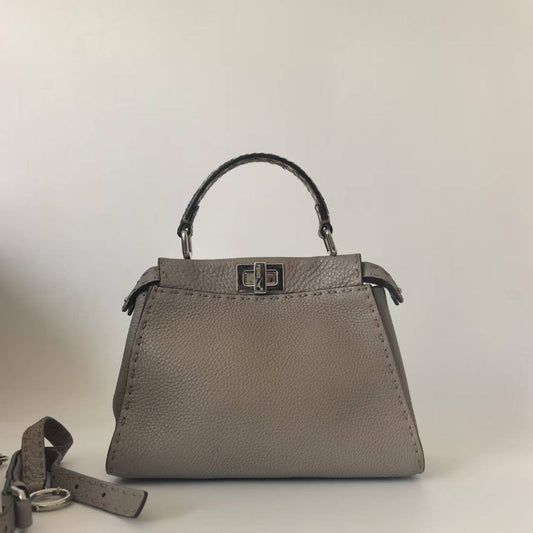 Preloved Fendi Peekaboo Bag Leather Gray Top Handle Bag