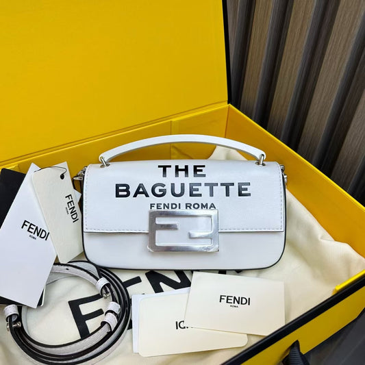 Fendi Baguette White Shoulder Bag - Pristine Condition