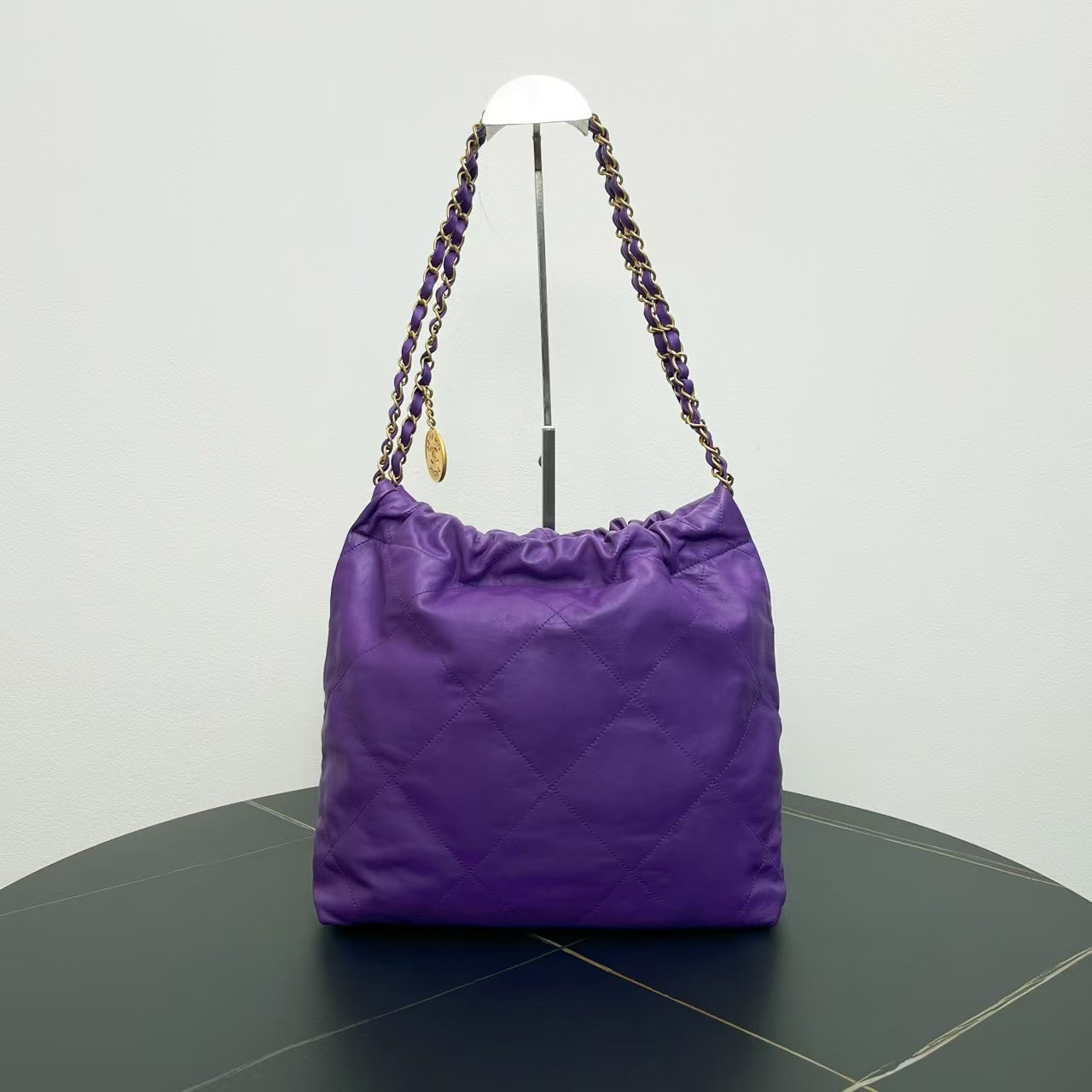 Chanel 22bag Purple Leather Shoulder Bag